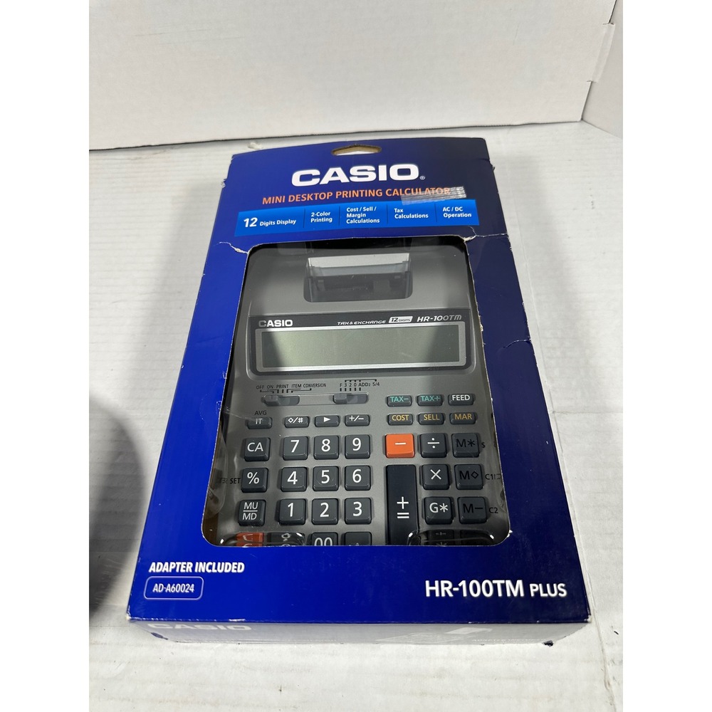 Casio HR-100TM PLUS Mini Desktop Printing Calculator 12 Digit 2 Color Print New
